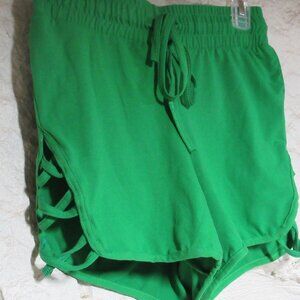 Lit 26 Green Cris Cross Cut Out Polyester Shorts